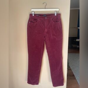 Talbots Corduroy Straight Leg Pants Curvy Size 10 Wine Deep Red 5 Pocket Maroon